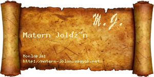 Matern Jolán névjegykártya